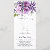 Violet Violet Lavande Fleurs Programme de mariage (Dos)