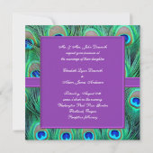 Violet Violet Peacock Invitations de mariage (Dos)