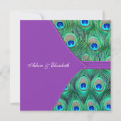 Violet Violet Peacock Invitations de mariage (Devant)