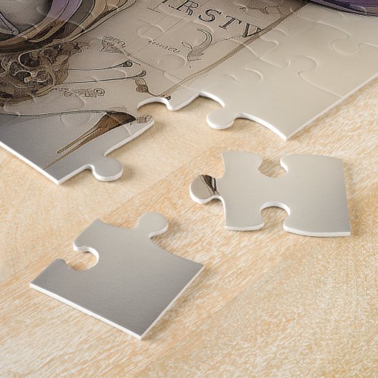 Violet Visionair: Whimsical Uil met Bril Legpuzzel (Zijkant)