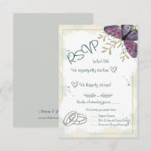 Violet Vlinder Aquarel RSVP Kaartje (Voorkant / Achterkant)