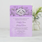 Violet  vogelbomen Oak Bouw bruiloft Kaart (Staand voorkant)