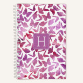 Violet Waterverf Butterflies Monogramed Notitieboek (Voorkant)