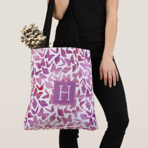 Violet Waterverf Butterflies Patroon Tote Bag