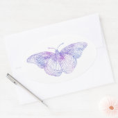 Violet Waterverf Butterfliy Ovale Sticker (Envelop)