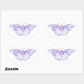 Violet Waterverf Butterfliy Ovale Sticker (Vel)