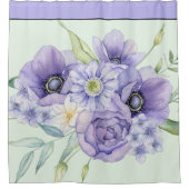 Violet waterverf floral douchegordijn (Voorkant)
