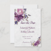 Violet waterverf floral save the date uitnodiging (Voorkant)