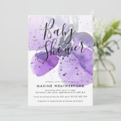 Violet Waterverf Orchid Baby shower Kaart (Staand voorkant)