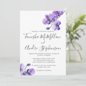 Violet Waterverf Orchids Weddenschap Kaart (Staand voorkant)