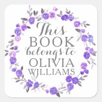 Violet Waterverf Roos Dit boek is een Sticker