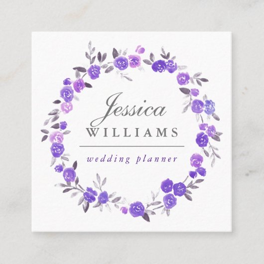 Violet Waterverf Rozen Wreate Visitekaartje (Voorkant)