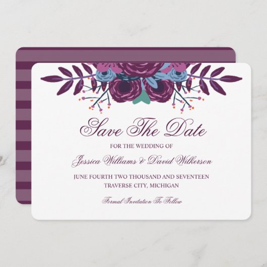 Violet Waterverf sparen de datumaankondigingen Save The Date (Voorkant / Achterkant)