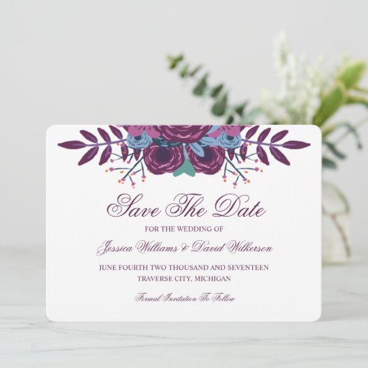 Violet Waterverf sparen de datumaankondigingen Save The Date (Staand voorkant)