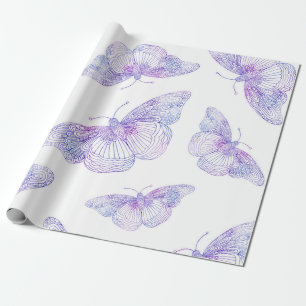 Violet Waterverf vlinderpatroon Cadeaupapier