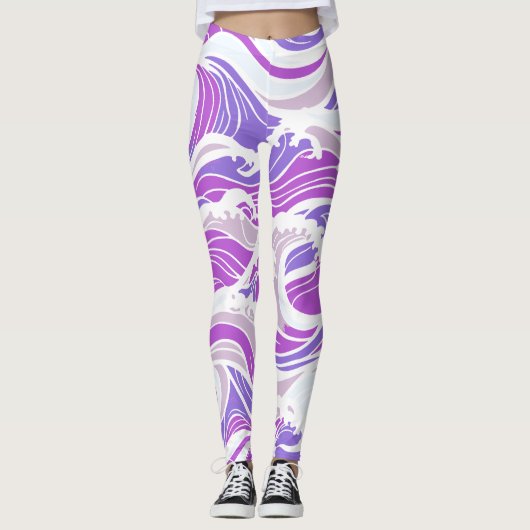 Violet Wave Pattern Leggings (Voorkant)