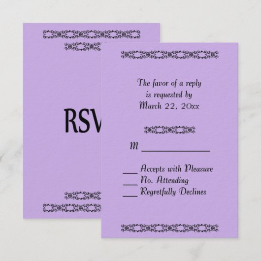 Violet Wedding RSVP Kaartje (Voorkant / Achterkant)