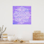 Violet White Mandala Waterverf Poster (Keuken)