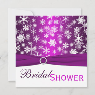 Violet White Snowflakes Invitation à la douche nup
