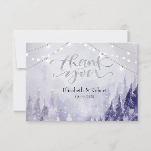 Violet Winter Landschap Sneeuw Bedankkaart (Voorkant)