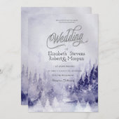 Violet Winter Landschap Sneeuw Bruiloft Kaart (Voorkant / Achterkant)