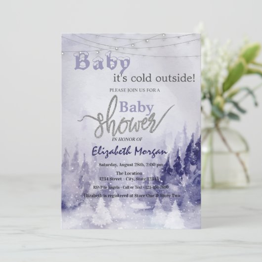 Violet Winter Landschap Sneeuw Kaart (Staand voorkant)