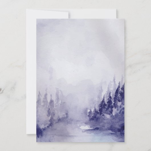 Violet Winter Landschap Sneeuw RSVP Kaart (Achterkant)