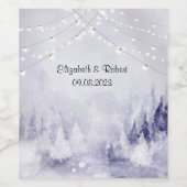 Violet Winter Landschap Sneeuw Wijn Etiket (Enkel label)