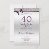 Violet & Zilver Foto Verrassing Verjaardag Kaart (Achterkant)