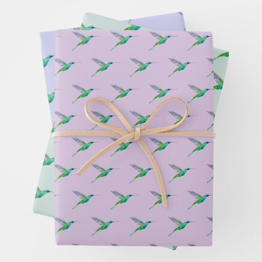 Violetar Hummingbird Pattern Inpakpapier Vel (In situ)