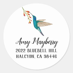 Violetear Hummingbird retouradres Klasse Ronde Sticker