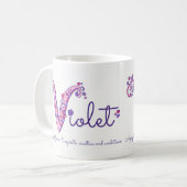 Violetnaam die decoratieve V-monogram-mok betekent Koffiemok (Voorkant links)