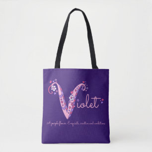 Violetnaam en betekenis V-monogram zak Tote Bag
