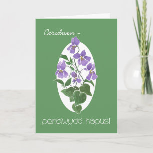 Violets Birthday Kaart: Persoonlijk: Welsh Greetin Kaart