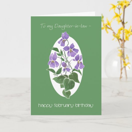 Violets, Carte d'anniversaire de février, belle-fi (Fleur jaune)