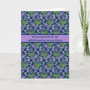 Violets, carte de fête des mères, salut gaélique i