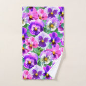 Violets colorés Pansy Flowers Motif (Serviette à main)