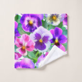 Violets colorés Pansy Flowers Motif (Gant de toilette)