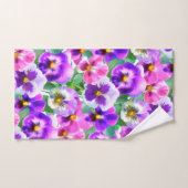 Violets colorés Pansy Flowers Motif (Serviette à main)