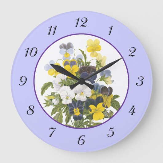 Violets et sansy Vintage Botanique Horloge murale (Recto)