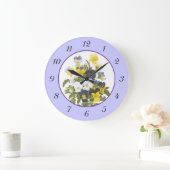 Violets et sansy Vintage Botanique Horloge murale (Maison)