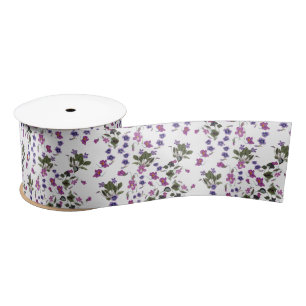 Violets Garlands satin Ribbon 3" Lint