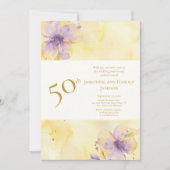 Violets Gold 50e anniversaire Mariage Invitation (Devant)