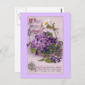 Violets in Basket  Verjaardag Briefkaart (Voorkant / Achterkant)