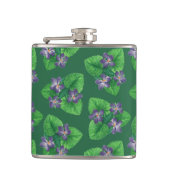 Violets op smaragdgroen heupfles (Voorkant)