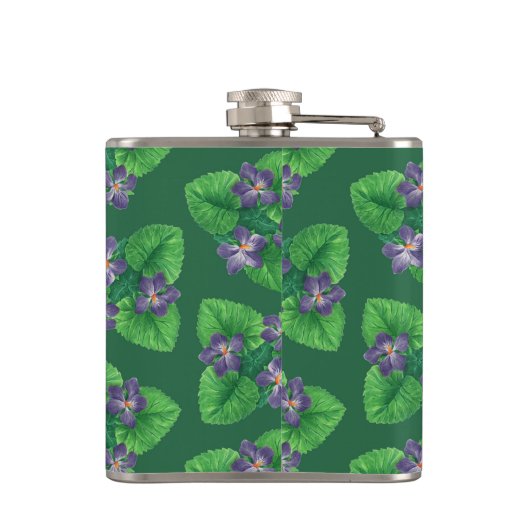 Violets op smaragdgroen heupfles (Achterkant)