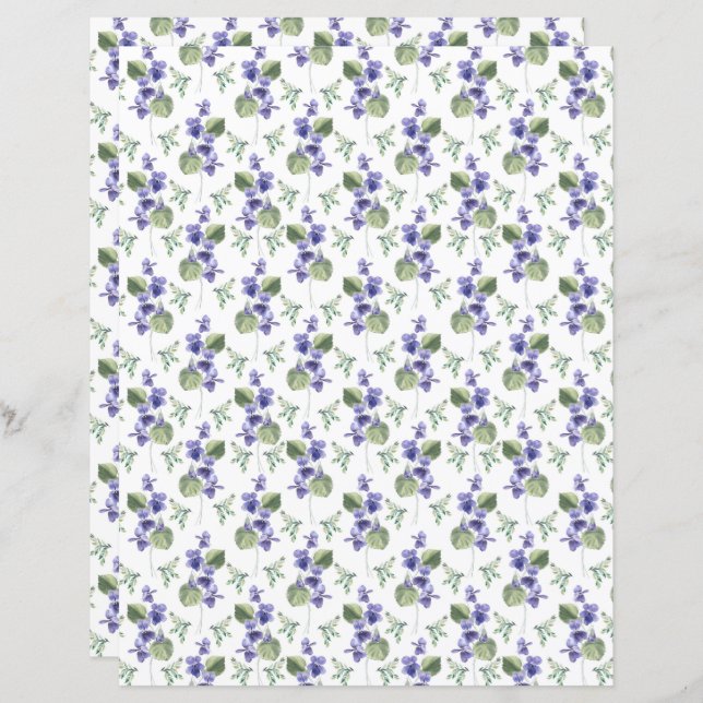 Violets Scrapbook Papier (Voorkant / Achterkant)