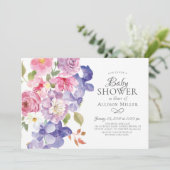 Violets violets Floraux BÉBÉ Douche Invitations (Debout devant)