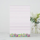 Violets Waterverf Purple Flowers Lined Briefpapier (Staand voorkant)