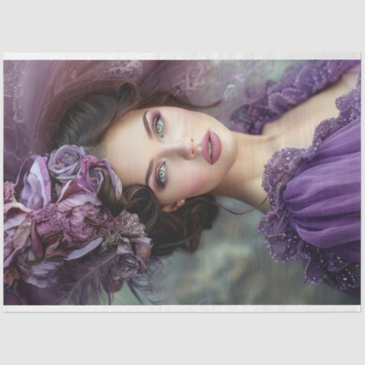 Violetta Lady in Paarse Decoupage Tissuepapier (Voorkant)